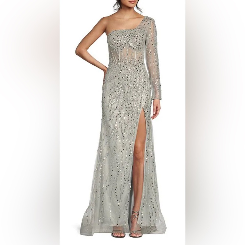 Gianni Binni Gorgeous One Shoulder Sequin Jewel elegant Gown